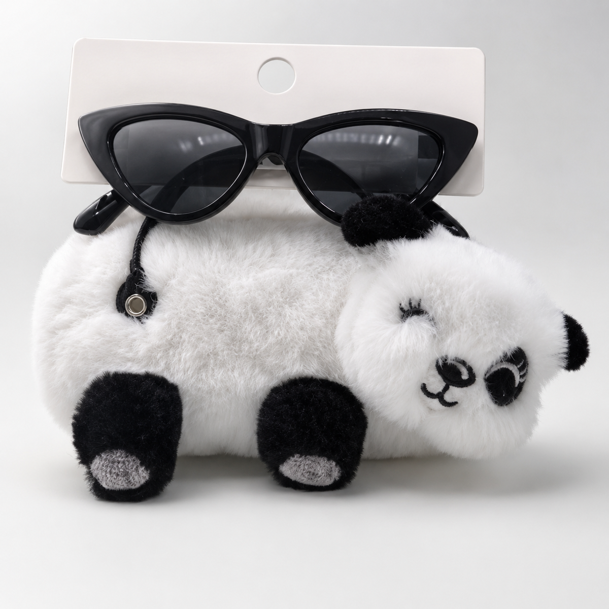 ChicIt CH-SU-130 Panda Plush Sunglasses Case with Cat-Eye Sunglasses — UV400 Kids Sunglasses Set