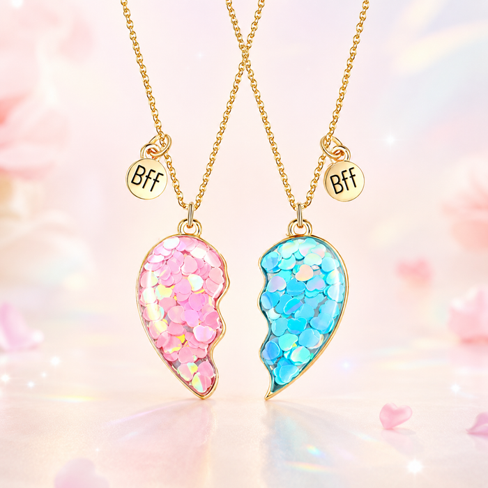 ChicIt CH-JW-101 Sequin Heart Best Friend Necklace Set — Kids Jewellery Set