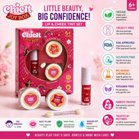 Chicit Lip Gloss & Cheek Tint & Eye Glitter Duo Pack Of 4 (PINK) | Perfect Safe Gift for Kids (FREE GIFT INSIDE)