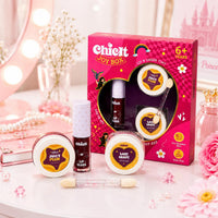 Chicit Lip Gloss & Cheek Tint & Eye Glitter Combo Pack Of 4 (PURPLE) | Safe, Vegan & Kid-Friendly (FREE GIFT INSIDE)