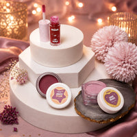 Chicit Lip Gloss & Cheek Tint & Eye Glitter Combo Pack Of 4 (PURPLE) | Safe, Vegan & Kid-Friendly (FREE GIFT INSIDE)