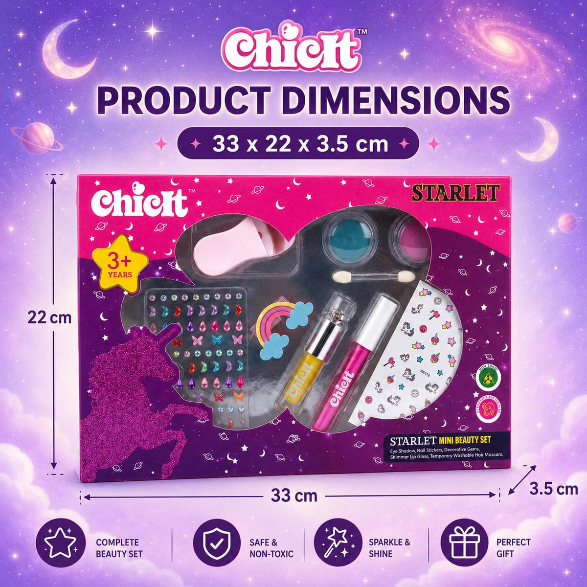 ChicIt Starlet Mini Beauty Kit | Lemon Lip Gloss and Pink Hair Mascara