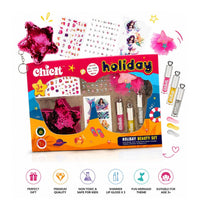 Chicit Holiday Beauty Set for Kids (3+ Years) | Lip Gloss, Hair Clips,Nail Sticker, Gems, Temporary Tattoos & Cute Coin Pouch | Non-Toxic Birthday Return Gift Set for Girls (PACK OF 8)