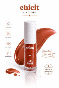Chicit Lip Gloss for Women & Girls,Teens | Hydrating, Non-Sticky & High Shine Lip Gloss | Moisturizing Formula with Vitamin E | Long-Lasting Glossy Finish | Brown Shade | 3ml