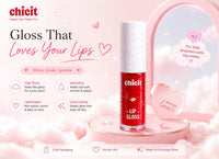 Chicit Lip Gloss for Women & Girls,Teens | Hydrating, Non-Sticky & High Shine Lip Gloss | Moisturizing Formula with Vitamin E | Long-Lasting Glossy Finish | Pink Shade | 3ml