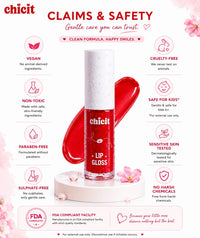 Chicit Lip Gloss for Women & Girls,Teens | Hydrating, Non-Sticky & High Shine Lip Gloss | Moisturizing Formula with Vitamin E | Long-Lasting Glossy Finish | Pink Shade | 3ml