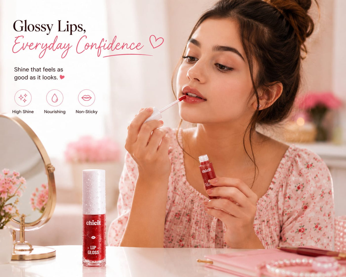 Chicit Lip Gloss for Women & Girls,Teens | Hydrating, Non-Sticky & High Shine Lip Gloss | Moisturizing Formula with Vitamin E | Long-Lasting Glossy Finish | Purple Shade | 3ml