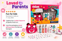 Chicit Holiday Beauty Set for Girls 3+ Years | Kids Non-Toxic Pretend Play Makeup Kit | Shimmer Lip Gloss, Coin Pouch, Unicorn Hair Clip, Tattoos | Birthday Return Gift | Cosmetic Gift Set (PACK OF 8)