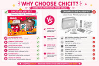 Chicit Holiday Beauty Set for Girls 3+ Years | Kids Non-Toxic Pretend Play Makeup Kit | Shimmer Lip Gloss, Coin Pouch, Unicorn Hair Clip, Tattoos | Birthday Return Gift | Cosmetic Gift Set (PACK OF 8)