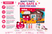 Chicit Holiday Beauty Set for Girls 3+ Years | Kids Non-Toxic Pretend Play Makeup Kit | Shimmer Lip Gloss, Coin Pouch, Unicorn Hair Clip, Tattoos | Birthday Return Gift | Cosmetic Gift Set (PACK OF 8)