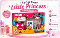 Chicit Holiday Beauty Set for Girls 3+ Years | Kids Non-Toxic Pretend Play Makeup Kit | Shimmer Lip Gloss, Coin Pouch, Unicorn Hair Clip, Tattoos | Birthday Return Gift | Cosmetic Gift Set (PACK OF 8)