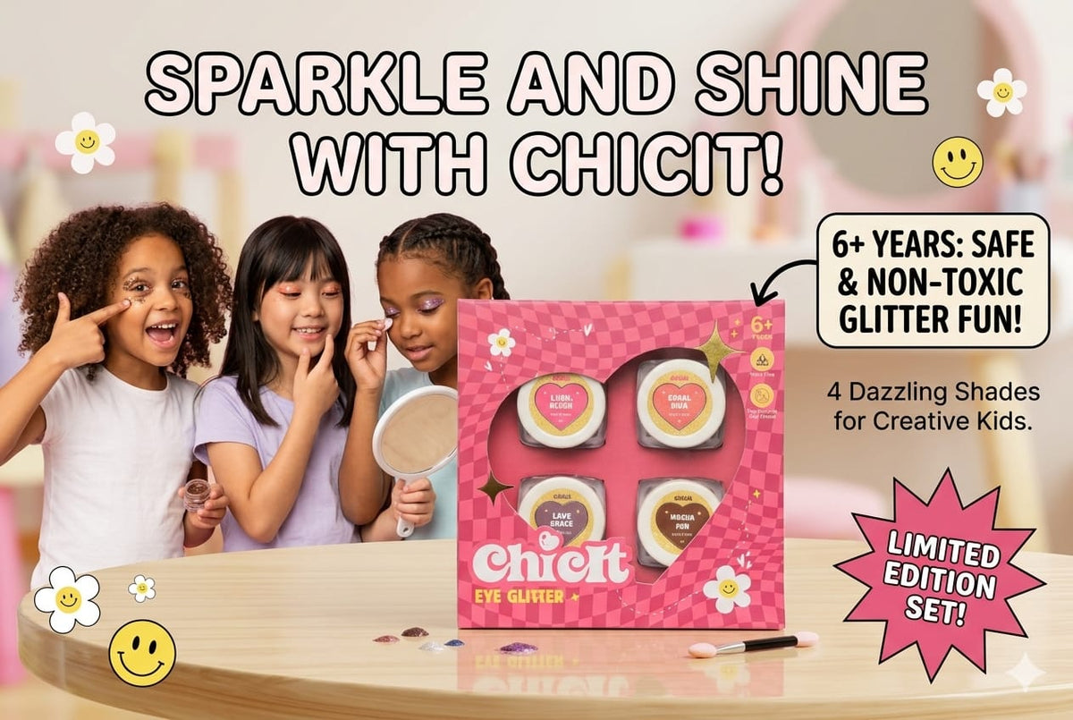 Chicit Kids Eye Glitter Combo Pack Of 4 (8g each) | Vegan & Non-Toxic Kids Makeup (FREE GIFT INSIDE)