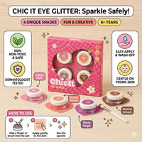 Chicit Kids Eye Glitter Combo Pack Of 4 (8g each) | Vegan & Non-Toxic Kids Makeup (FREE GIFT INSIDE)