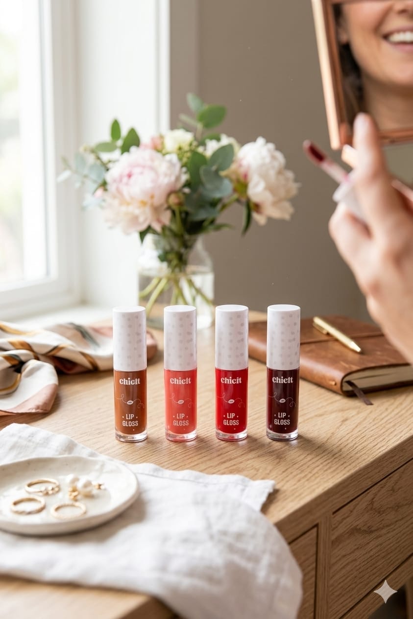 Chicit Lip Gloss Combo Pack Of 4 | Non-Toxic, Vegan & Safe for Kids (FREE GIFT INSIDE)