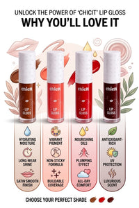 Chicit Lip Gloss Combo Pack Of 4 | Non-Toxic, Vegan & Safe for Kids (FREE GIFT INSIDE)