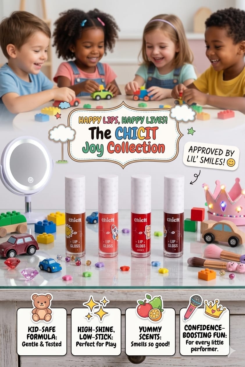 Chicit Lip Gloss Combo Pack Of 4 | Non-Toxic, Vegan & Safe for Kids (FREE GIFT INSIDE)
