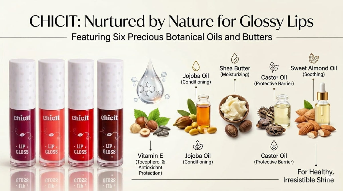 Chicit Lip Gloss Combo Pack Of 4 | Non-Toxic, Vegan & Safe for Kids (FREE GIFT INSIDE)