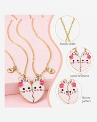 Sequin Two Heart Best Friend Necklace Set — Kids Jewellery Set