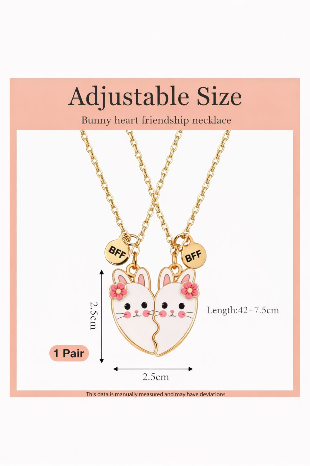 Sequin Two Heart Best Friend Necklace Set — Kids Jewellery Set