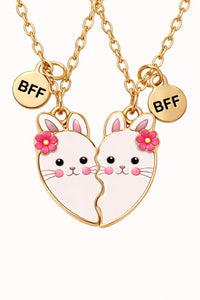 Sequin Two Heart Best Friend Necklace Set — Kids Jewellery Set