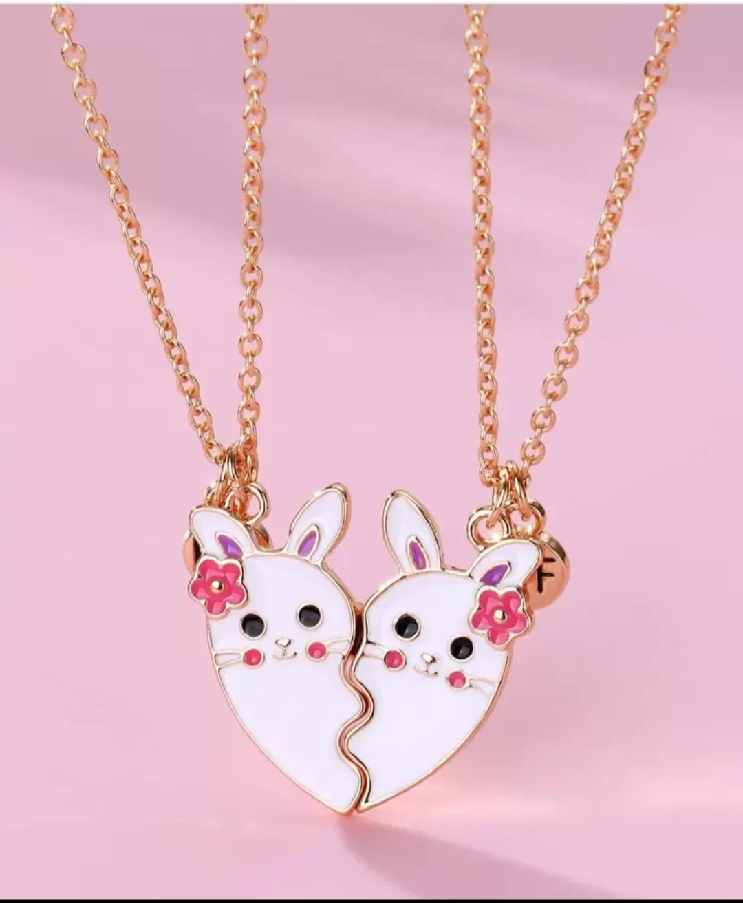 Sequin Two Heart Best Friend Necklace Set — Kids Jewellery Set