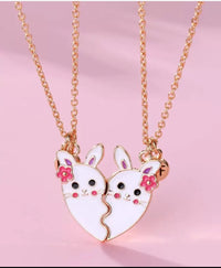Sequin Two Heart Best Friend Necklace Set — Kids Jewellery Set