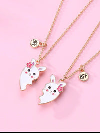 Sequin Two Heart Best Friend Necklace Set — Kids Jewellery Set