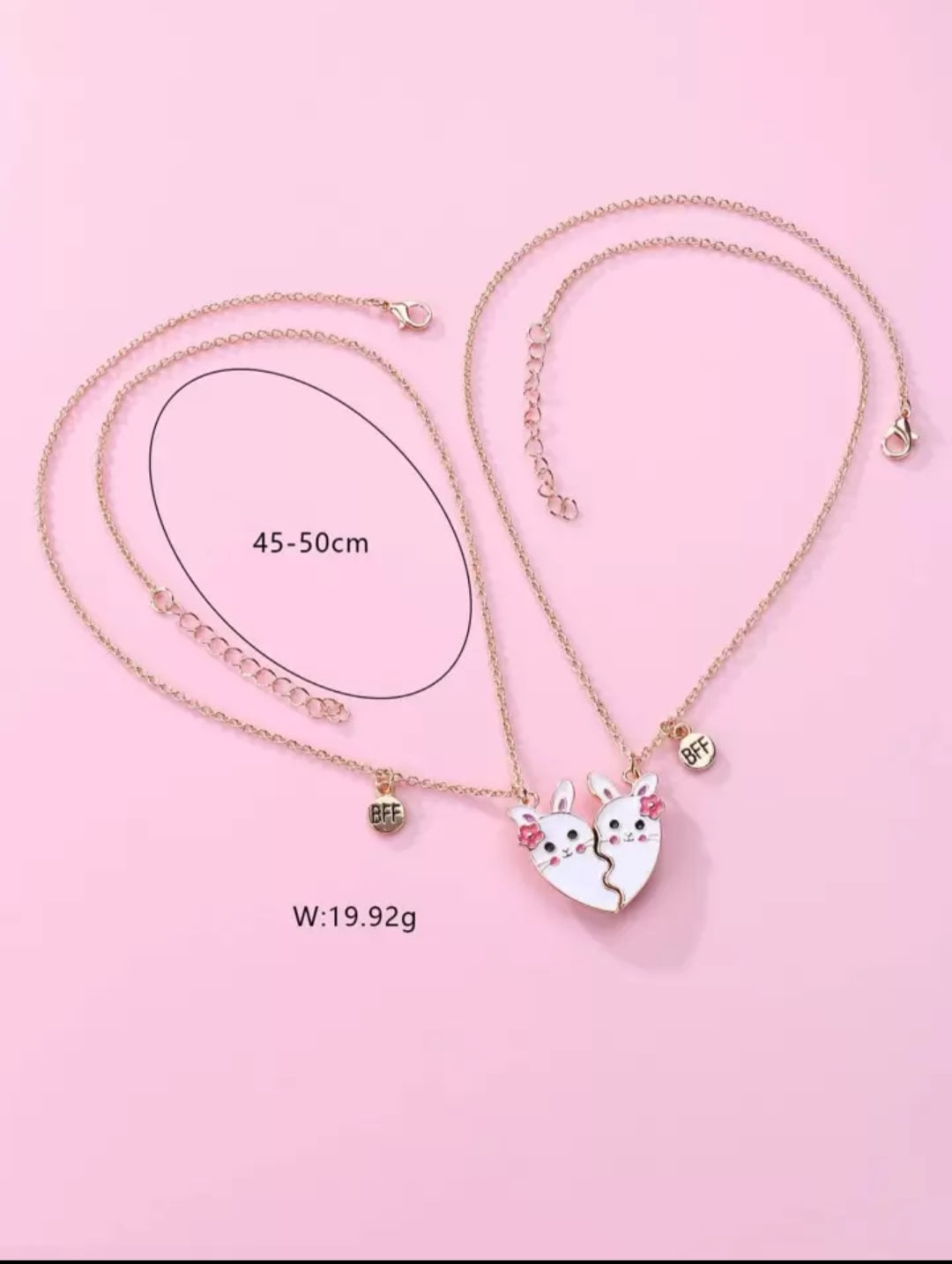 Sequin Two Heart Best Friend Necklace Set — Kids Jewellery Set