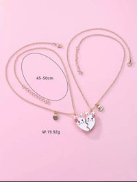 Sequin Two Heart Best Friend Necklace Set — Kids Jewellery Set