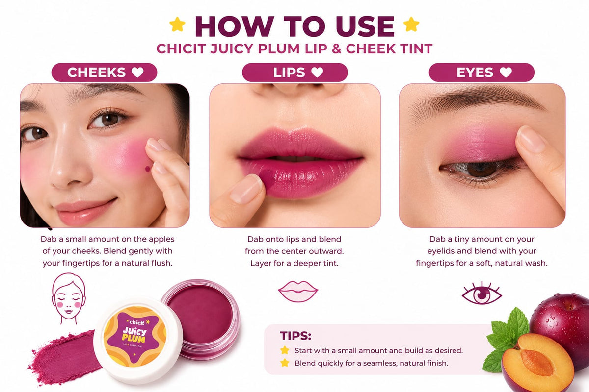 ChicIt Orange Lip & Cheek Tint (PURPLE) (8g) | 3-in-1 Vegan, Safe for Kids & Gentle on Skin