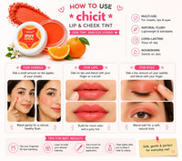 ChicIt Orange Lip & Cheek Tint (ORANGE) (8g) | 3-in-1  Vegan, Safe for Kids & Gentle on Skin