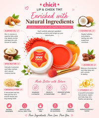 ChicIt Orange Lip & Cheek Tint (ORANGE) (8g) | 3-in-1  Vegan, Safe for Kids & Gentle on Skin
