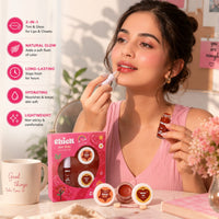 Chicit Lip Gloss & Lip Cheek Tint & Eye Glitter Combo Pack Of 4(BROWN) | Non-Toxic Kids Makeup Set (FREE GIFT INSIDE)