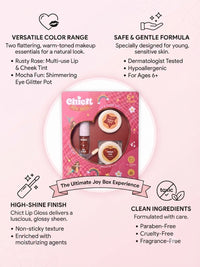 Chicit Lip Gloss & Lip Cheek Tint & Eye Glitter Combo Pack Of 4(BROWN) | Non-Toxic Kids Makeup Set (FREE GIFT INSIDE)