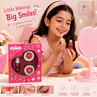 Chicit Lip Gloss & Cheek Tint & Eye Glitter Duo Pack Of 4 (PINK) | Perfect Safe Gift for Kids (FREE GIFT INSIDE)